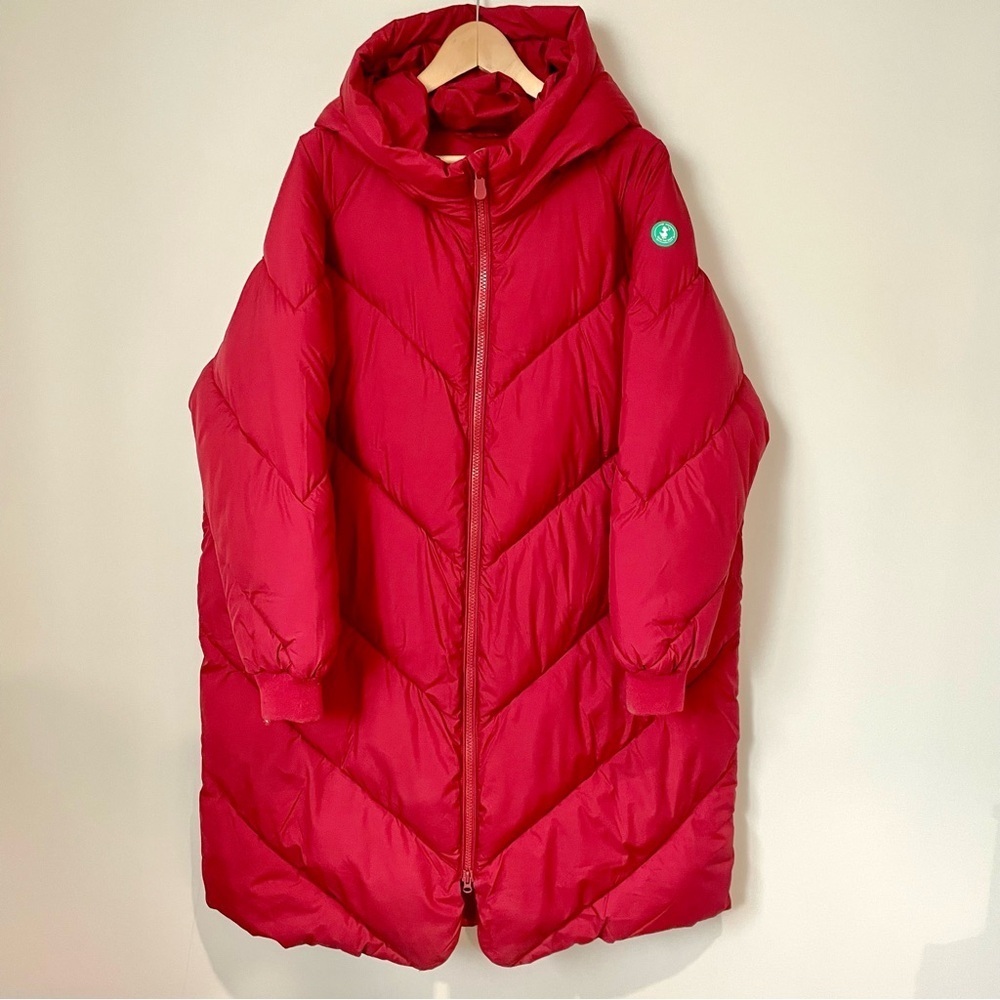 Save The Duck Jaceleyn Longline Puffer Jacket Red Size 1X